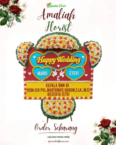 Karangan Papan Bunga Pernikahan di Merjosari